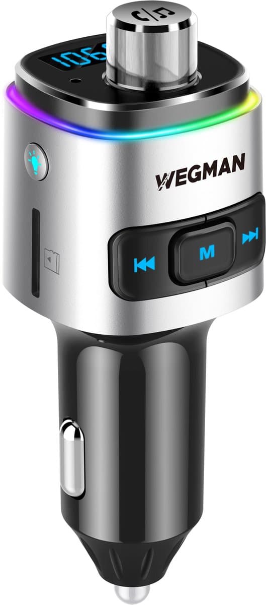 Wegman Bluetooth FM Transmitter - Autolader USB - Carkit - Bluetooth Auto Radio - SD Kaart - USB Stick — afbeelding 1