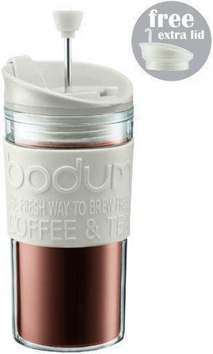 Bodum Travel Press Reispress Thermosbeker - 0.35l - Kunststof - Gebroken wit — afbeelding 1