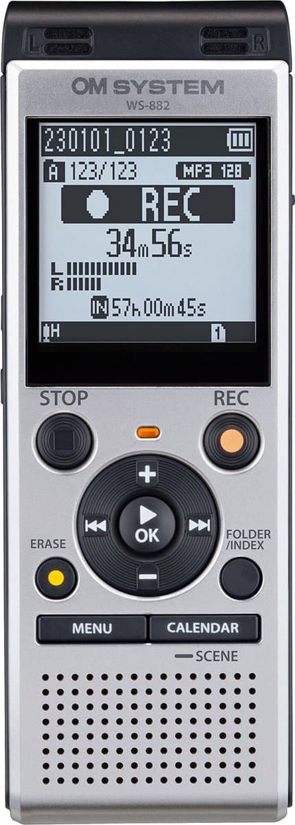 OM System WS-882 Digitaal dicteerapparaat Opnameduur (max.) 1040 h Zilver — afbeelding 1