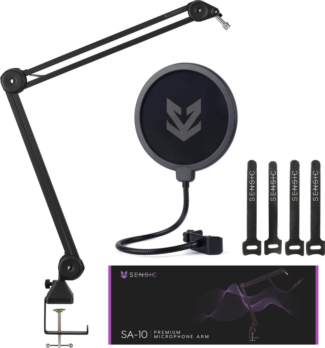 Sensic SA 10 Microfoon Arm met Popfilter - Microfoon Standaard - Boom Arm - Statief - Extra lang — afbeelding 1