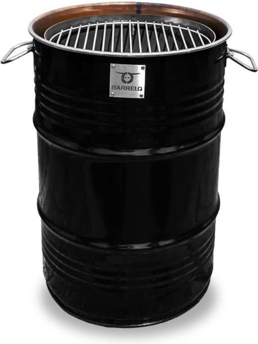 BarrelQ - Small industrieel houtskool Barbecue- BBQ vuurkorf en statafel in één 60L olievat zwart — afbeelding 1