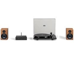 Pro-Ject True Hifi Stereo Set E Phono - Platenspeler - Stereo Versterker- Twee Boekenplank Speakers- Zwart/Zwart/Walnoot