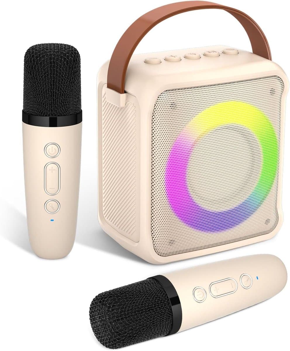 Sounix Draagbare Karaoke set - Incl. 2 draadloze microfoons - Bluetooth Speaker - Wit — afbeelding 1