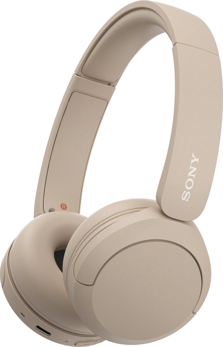 Sony WH-CH520 Draadloze Bluetooth-koptelefoon – tot 50 uur batterijduur met snellaadfunctie, on-ear model – Beige — afbeelding 1