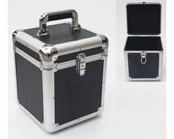 LP single 7 inch vinyl koffer voor opbergen van 70 - 100 singles afsluitbaar zwart aluminium
