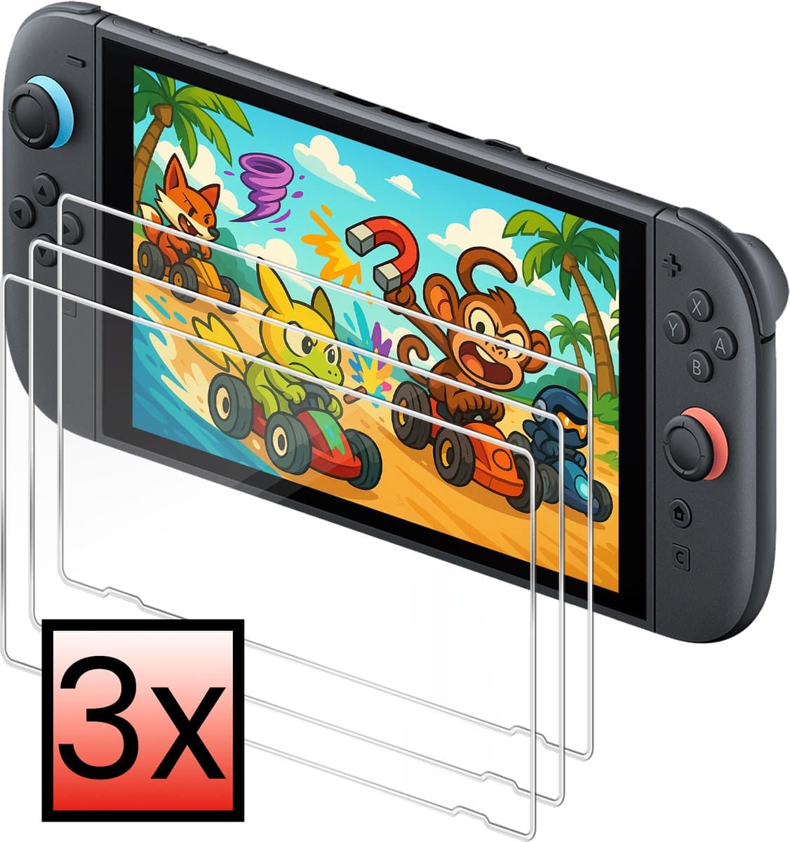 Screenprotector Geschikt voor Nintendo Switch 2 Bescherm Glas Screen Protector - 3 PACK — afbeelding 1