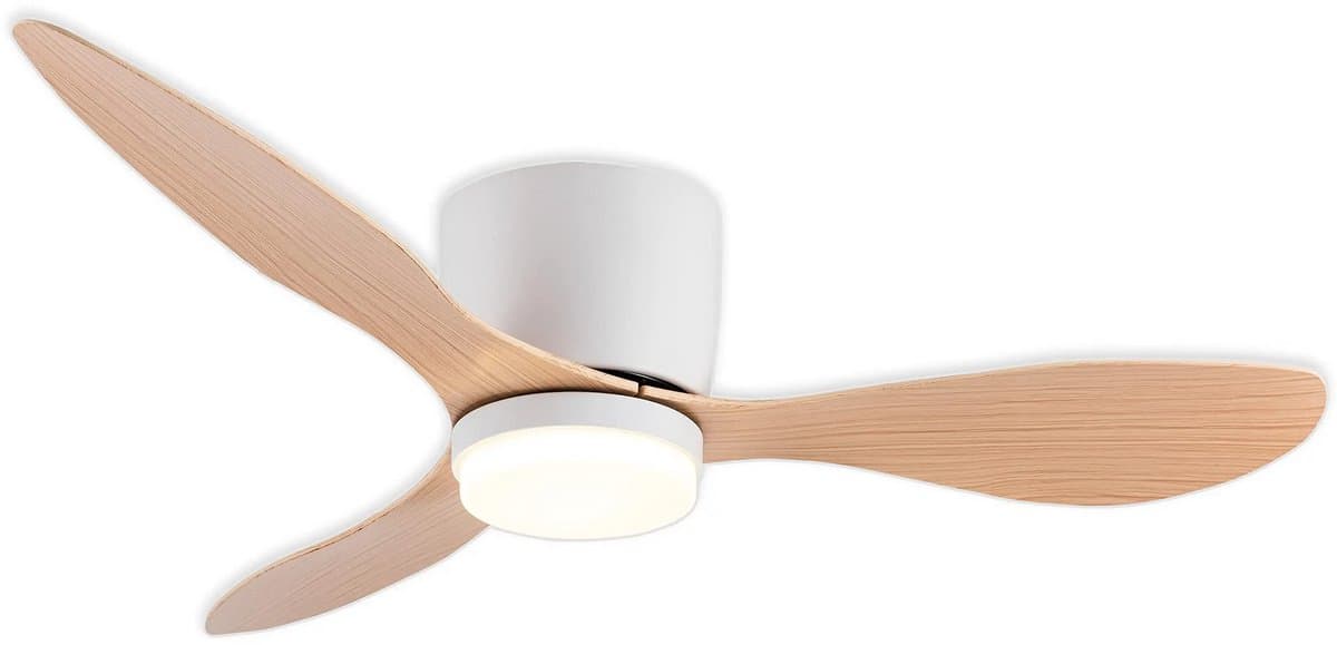 Betaalbare Goederen® plafondventilator met verlichting - wit met hout - 42 inch - plafondventilator - badkamer ventilator - plafondventilator slaapkamer — afbeelding 1