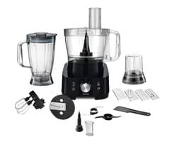 Heinner Multifunctionele Foodprocessor – 1000 W – Mengkom 3,5 L – Blender 1,8 L – 2 Snelheden en Pulsstand – Hak-, Kneed-, Snij-, Rasp-, Klop- en Maalfunctie – Zwart