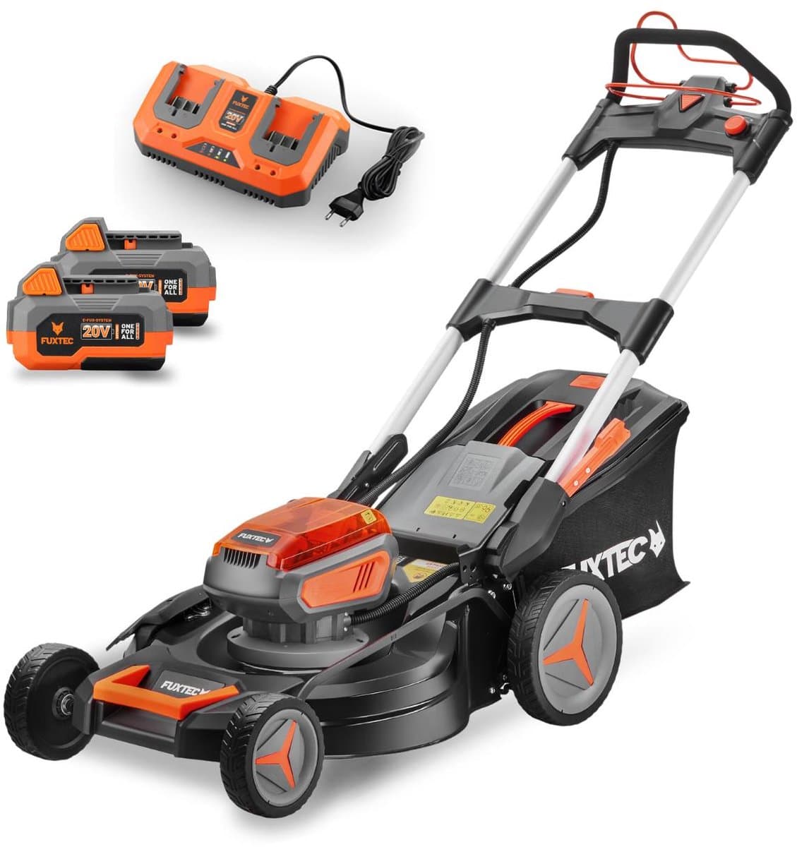 FUXTEC 40V Accu grasmaaier 51 cm FX-E2RM51 – 4-in-1 met 2x 4Ah accu, duolader, mulchfunctie en 50L opvangbak — afbeelding 1