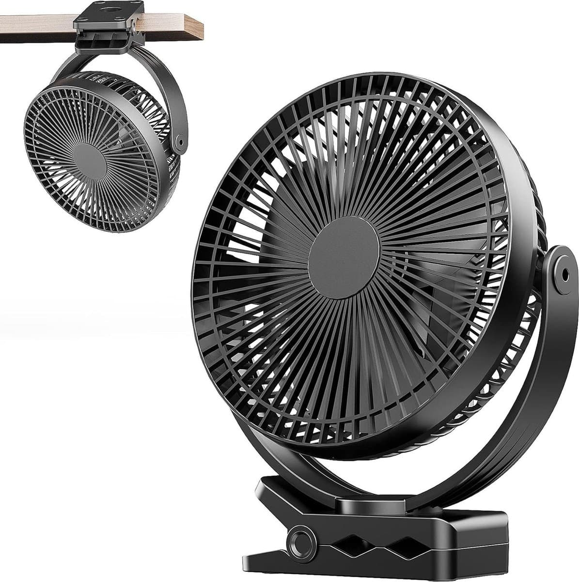 Oplaadbare draagbare ventilator 8-inch - campingventilator 10000 mAh - clipventilator - 4 snelheden - 720 ° rotatie - thuis, kantoor, kinderwagen Turbo fan — afbeelding 1