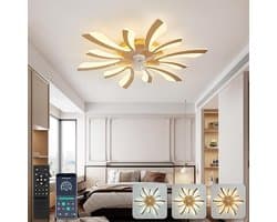 Moderne Plafondventilator met Verlichting - Ø78cm - Dimbaar - 6 Snelheden - Omkeerbaar - Afstandsbediening/App Besturing - Perfect voor Slaapkamer en Woonkamer - Goud — afbeelding 1