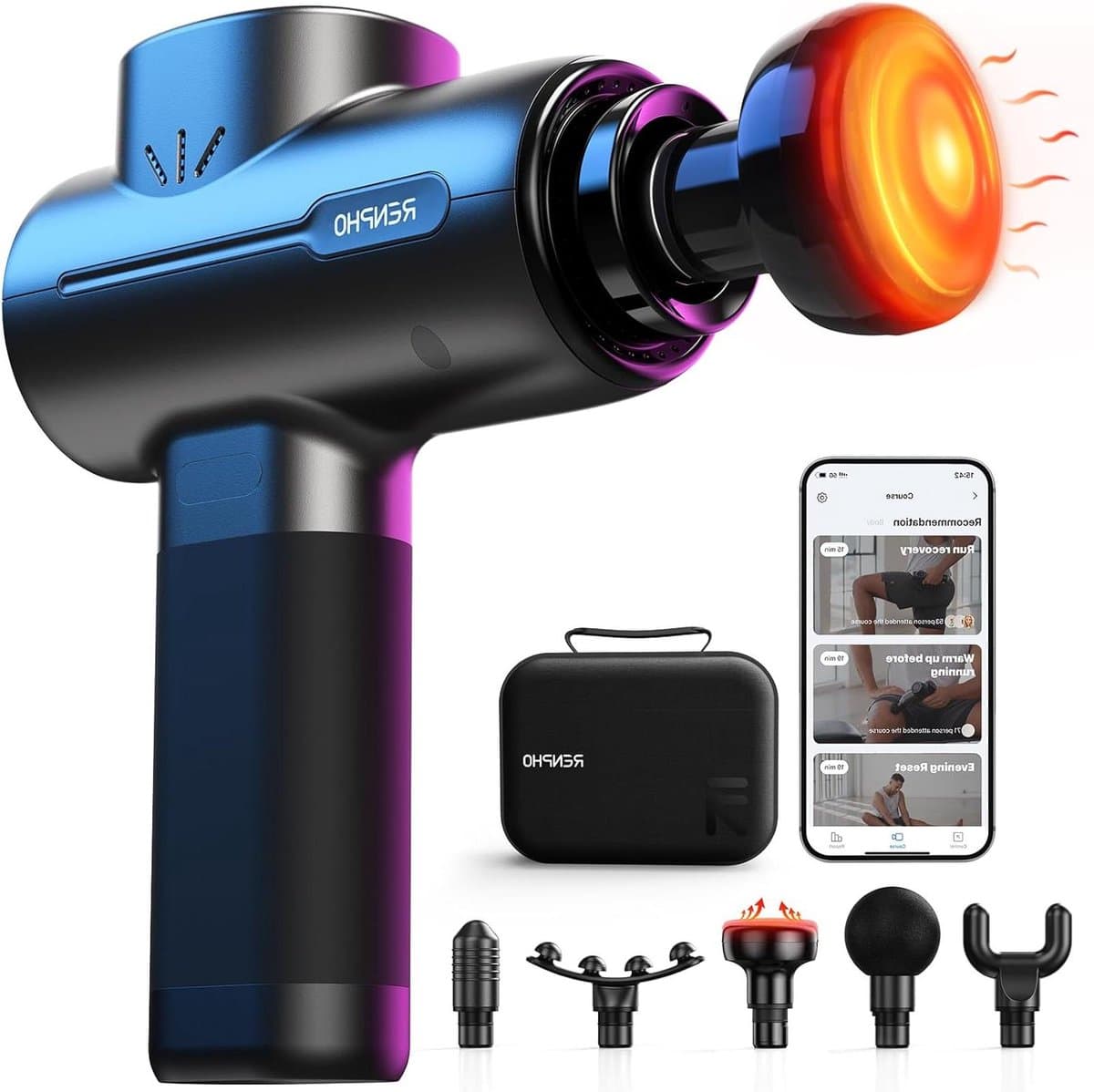 Warmtefunctie Bluetooth Massage Gun - Spiermassagepistool met Type-C opladen - Herstel van spierontspanning Massage gun — afbeelding 1
