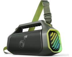 NEW soundcore Anker Boom 2 Plus Buitenluidspreker - Bluetooth - 140W - 2+2 kanalen - BassUp 2.0 - 20 uur - Snel opladen - IPX7 - Waterdicht - RGB-verlichting - USB-C - Powerbank - Voor kamperen - Strand - Tuin - Groen