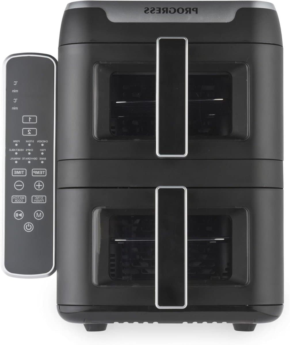 Dubbele Lade Airfryer - Verticale Airfryer - Maaltijden Bereiden - Koken op 4 Niveaus - 9L Capaciteit - Zwart — afbeelding 1