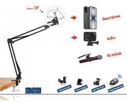 Camerastatief Smartphone Tripod Professionele Multifunctionele Standaard | Microfoon standaard | Standaard voor Smartphone | Tablet Statief | Mic Stand | Podcast | Vloggen Youtube | Universeel | iPad Statief | Tafel