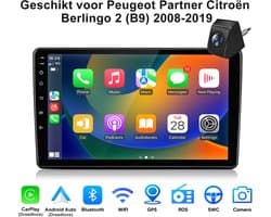 JUNSUN Android 15 Autoradio Geschikt voor Citroën Berlingo 2 (B9) 2008-2019 - 4GB+64GB - Draadloze CarPlay & Android Auto - GPS-navigatiesysteem met Achteruitrijcamera - Bluetooth - 9-inch Touchscreen - WiFi - Stuurwielbediening - RDS- USB