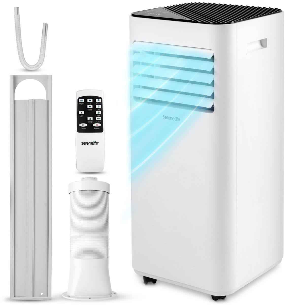 SereneLife Mobiele Airco - 9000 BTU - Airconditioner met Verwarming - WiFi - Koelen, Verwarmen en Ontvochtigen - Inclusief Raaminstallatiekit - Grijs — afbeelding 1