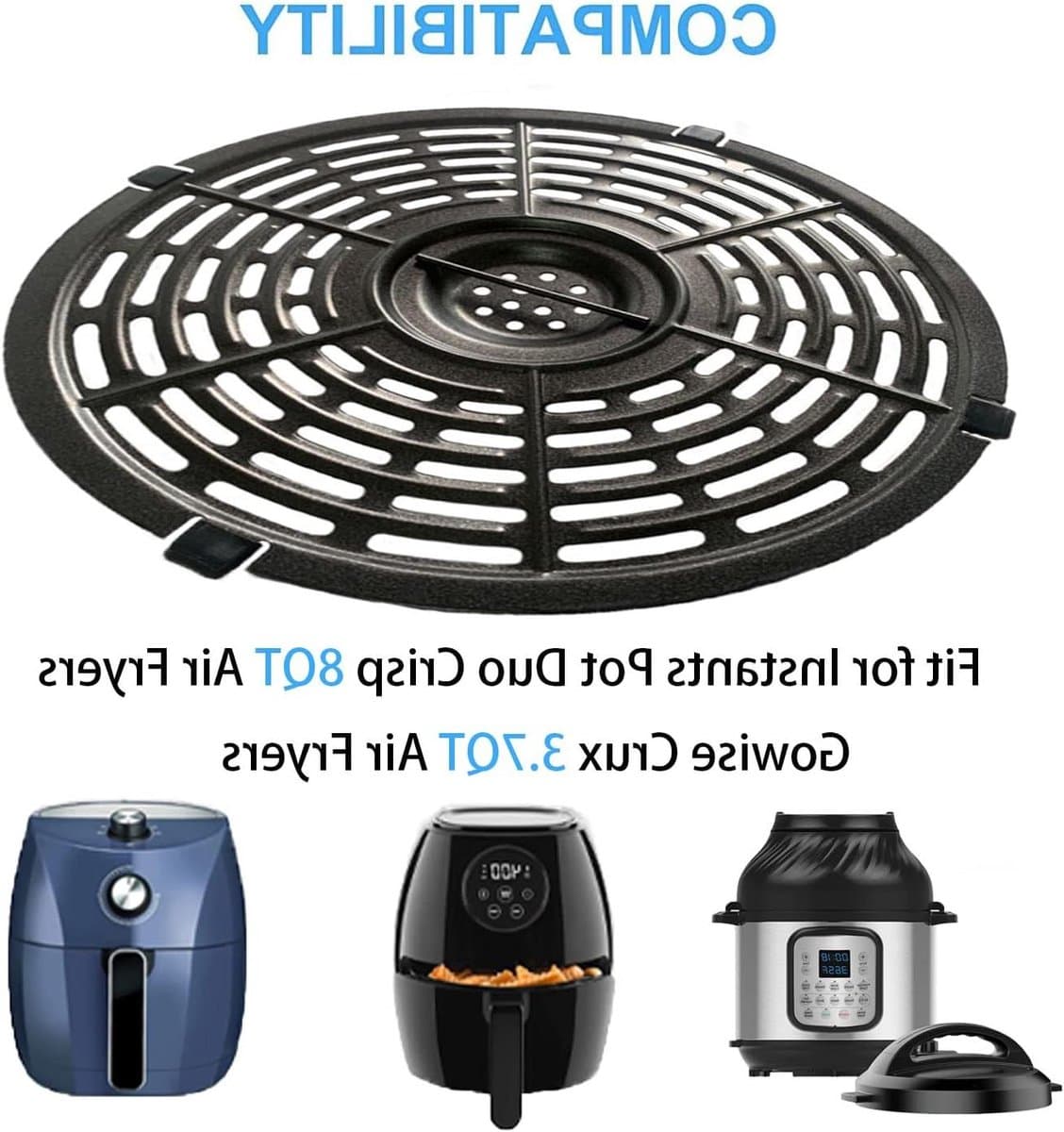 Airfryer Crisper Tray - Grill Pan Plate - Koken van Snacks - Dubbele Coating - 20.5 x 20.5 cm - Zwart — afbeelding 1
