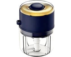 Elektrische Knoflookhakker - Mini Keukenmachine - Snel Ingrediënten Snijden - Zes Messen Systeem - 13.5 cm Hoogte - Blauw