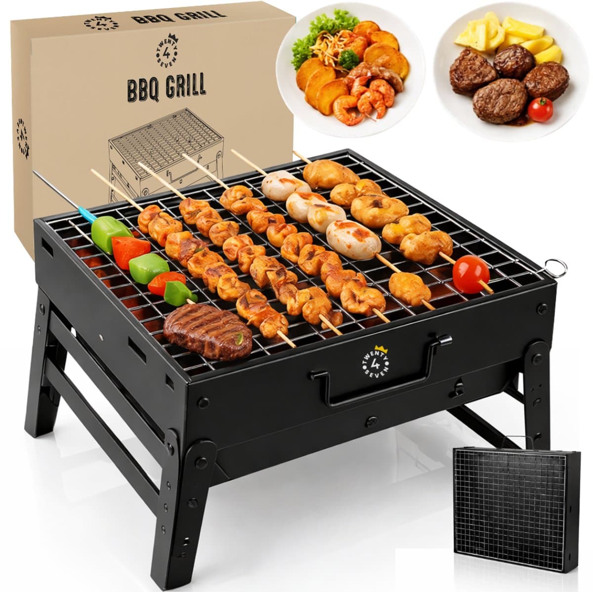 Twenty4seven® BBQ Grill - Tafel Barbecue & Houtskoolbarbecues - Mini Houtskool Smoker - Opvouwbaar & Ideaal voor Camping of Vakantie — afbeelding 1