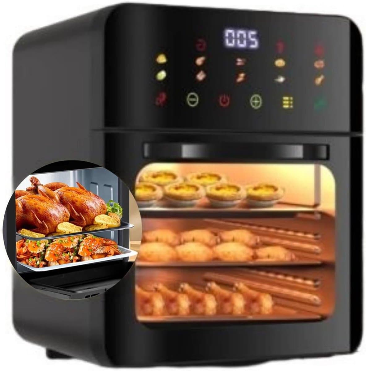 Airfryer met Hete Lucht - Mini Oven - Gezond Koken - Intelligente Spraakbesturing - 25 Liter Capaciteit - Zwart — afbeelding 1