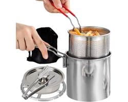 Mini Friteuse - Keukenset - Thuis Frituren - Roestvrij Staal - 1.2 Liter - Zilver