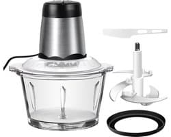 Hutjemutje - foodprocessor - keukenmachine - hakmolen - 2L - multifunctionele kleine keukenmachine - met 2 snelheden & 4 messen