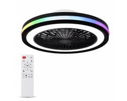 Slimme Plafondventilator met Lamp 50cm - RGB LED Verlichting - Dimbaar - App Bediening - Afstandsbediening - Google Home & Alexa - 6 Snelheden - Stille Ventilator voor Slaapkamer en Woonkamer