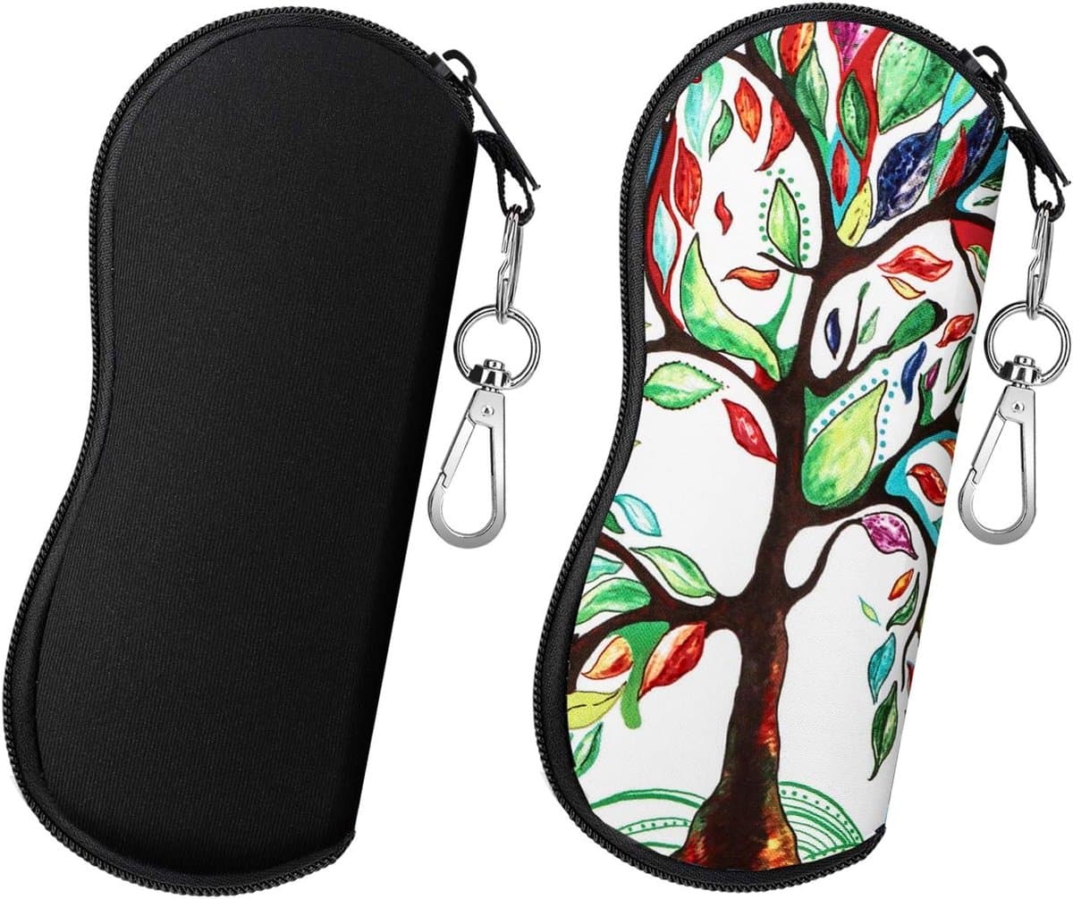 Zachte Neopreen Zonnebril Etui (2 Stuks) met Rits, Beschermende Opbergzak voor Zonnebrillen en Zichtbrillen met Clip voor Dames en Heren — afbeelding 1