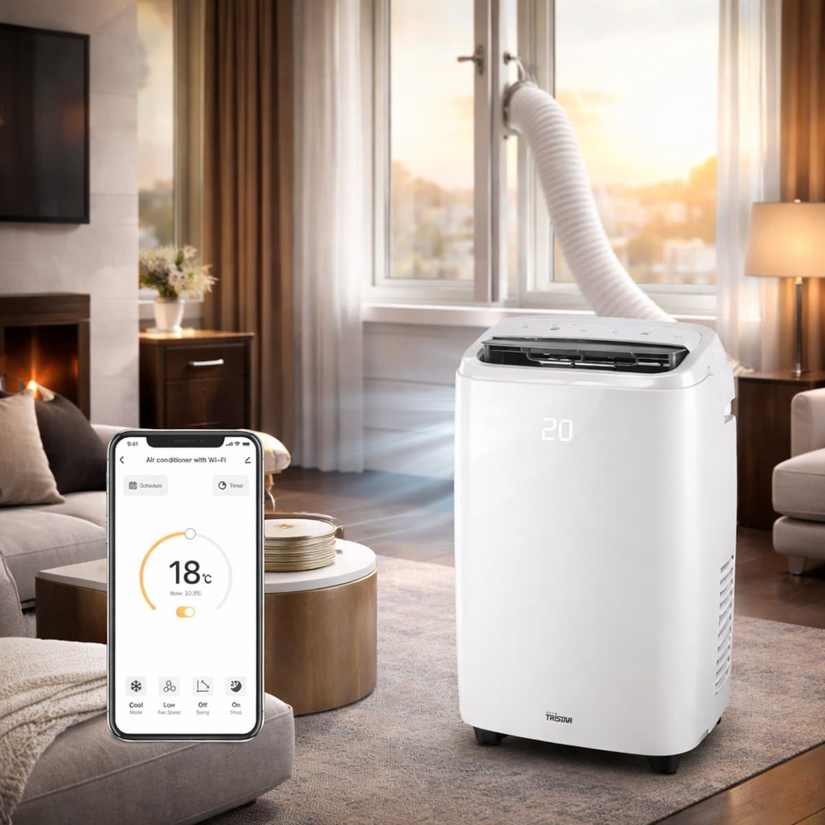 Mobiele Airco 14000 BTU met WiFi-Smart Airconditioner Verrijdbaar –airco met- app Airco Zonder Installatie –Airco Zonder Buitenunit – Portable Airco –Airconditioning Slaapkamer Zolder-Koelen Ontvochtigen Ventileren –Energiezuinige Airco–Stille Airco — afbeelding 1