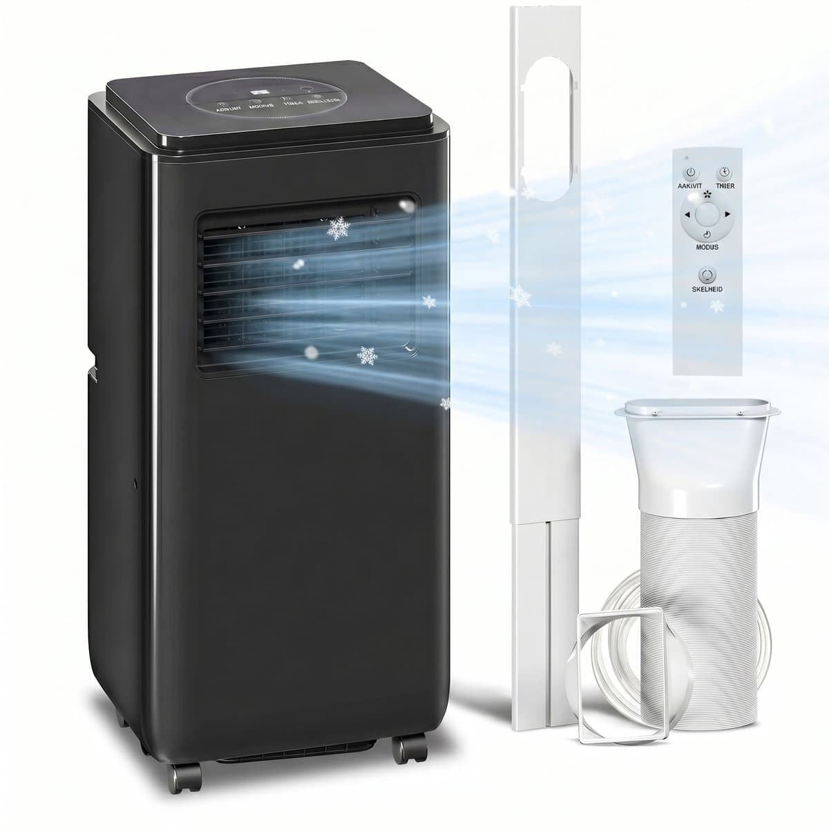 Sogiol - Mobiele Airco - Draagbare Airconditioner - 9000 BTU - 5-in-1 Koelen ontvochtigen ventilator slaapstand en automatische - met Afstandsbediening - zwart — afbeelding 1