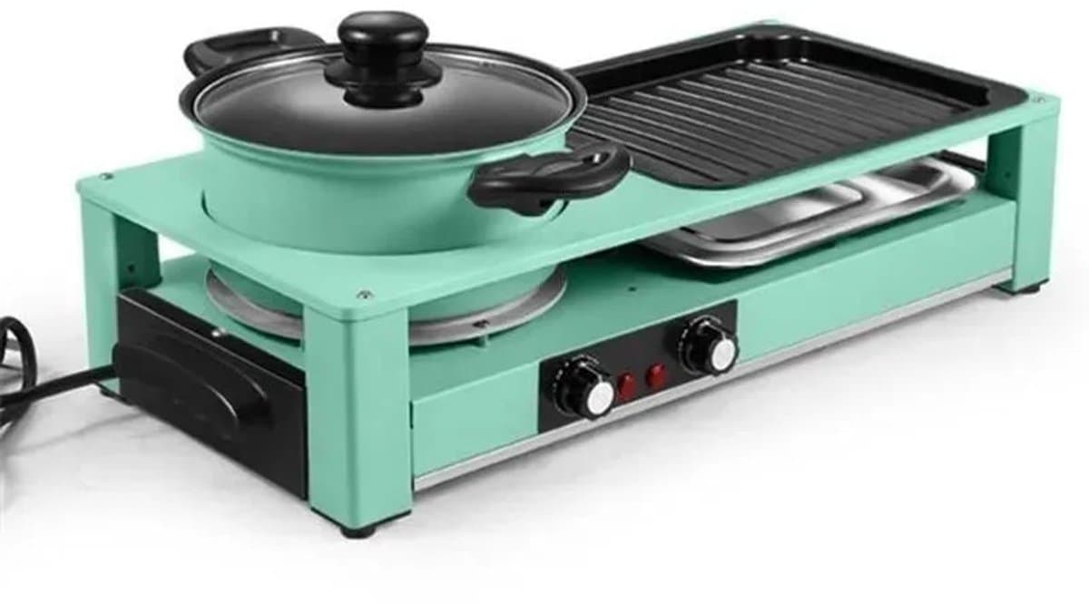 Celestul 3-In-1 Multikookmachine - Elektrische Grill - Hete Pot - Rookloze Barbecue - Tafelgrill - Grillplaat - Koken - Zwart — afbeelding 1