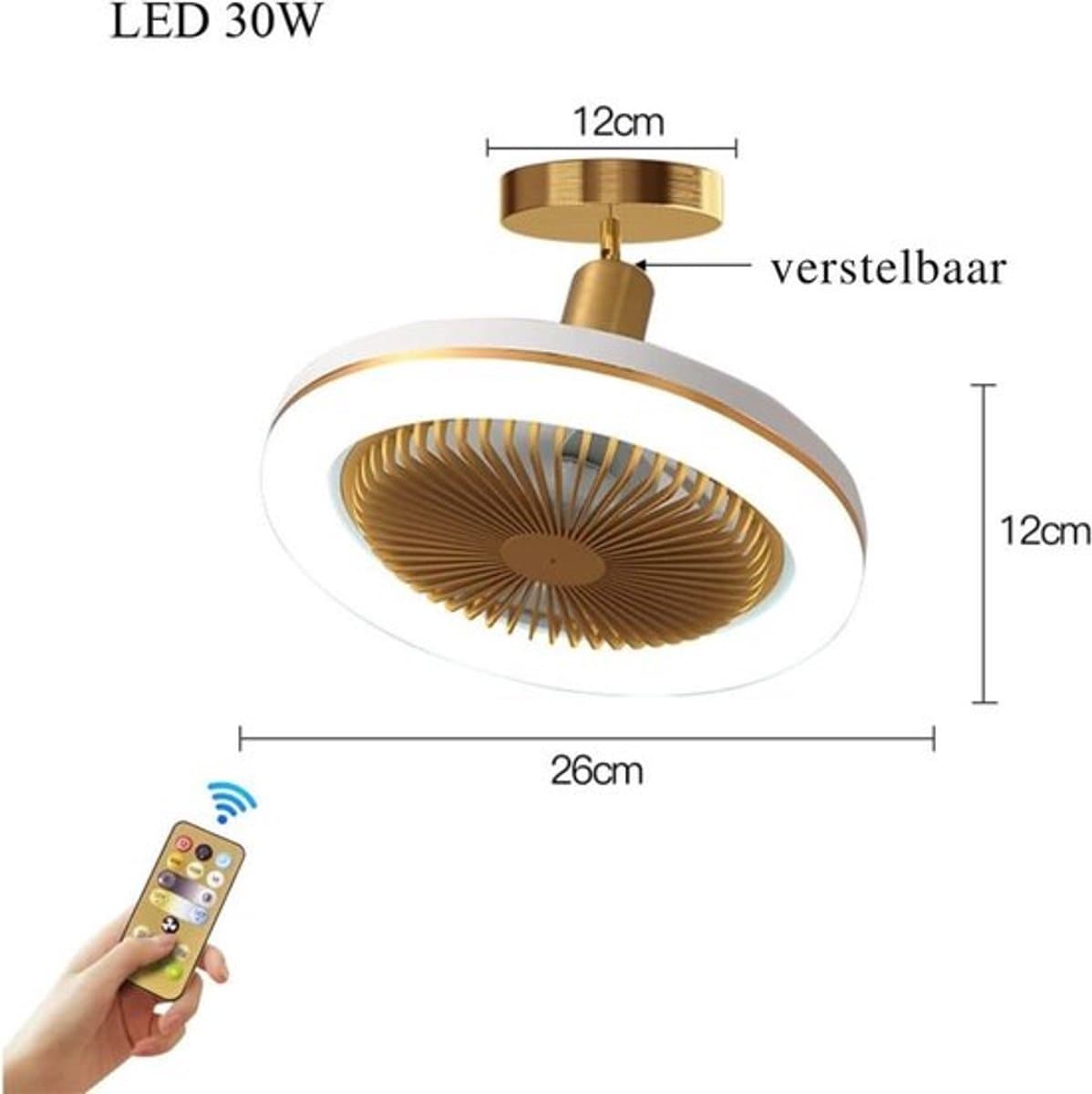 Plafondventilator Met Verlichting - Smart Lamp Met Afstandsbediening – Plafonniere Keuken Lamp Met 3 Ventilatiesnelheden & Dimbare Kleuren - Woonkamerlamp – Plafond Ventilator Lamp Met Hoekinstelling — afbeelding 1