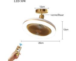 Plafondventilator Met Verlichting - Smart Lamp Met Afstandsbediening – Plafonniere Keuken Lamp Met 3 Ventilatiesnelheden & Dimbare Kleuren - Woonkamerlamp – Plafond Ventilator Lamp Met Hoekinstelling