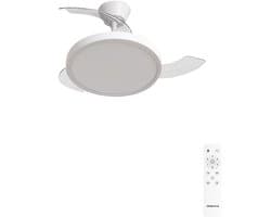 CREATE - Plafondventilator 40W stil met intrekbare bladen met licht - Ø91cm - Wit - Afstandsbediening - WIND CLEAR STUDIO — afbeelding 1