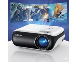MELVRA 4K Mini Beamer - 4K Support & Native 1080P Full HD Projector - 10000 Lumen - Bluetooth 5.1 & WiFi - Inclusief HDMI & USB - Wit