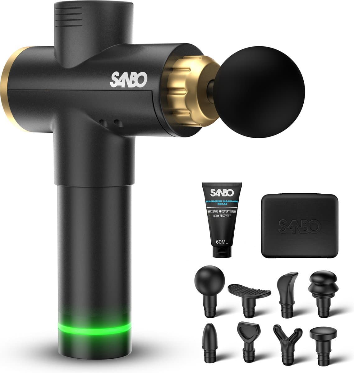 Sanbo Massage Gun Professioneel Elite - Incl. Massage Balsem - 30 Standen en 8 Opzetstukken - Ontspanning - Massage apparaat - Massage Pistool - Fitness - Hyrox - Crossfit — afbeelding 1