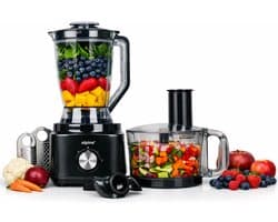 alpina 3-in-1 Foodprocessor, Blender en Smoothie Maker - Keukenmachine Multifunctioneel - Groentesnijder - Hakmolen - 2L - BPA-Vrij - Vaatwasserbestendig - FP413GS - Zwart