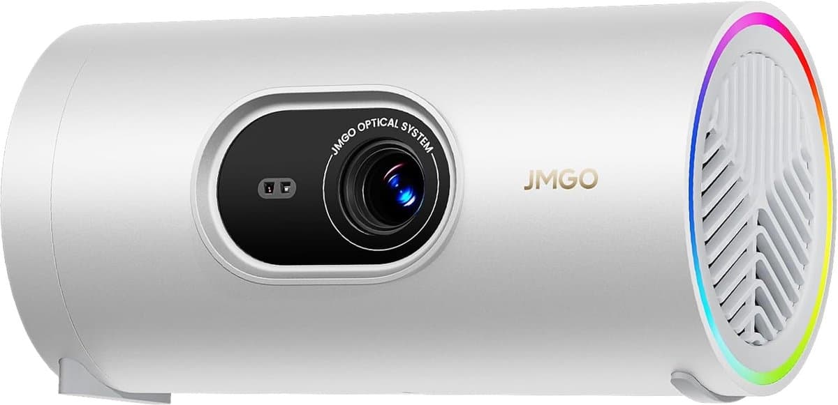 MELVRA Mini Beamer - Picoplay Projector - 400 ISO lumen - Google TV - Netflix - Gimbal Real-time Autofocus - Tot 200 inch - HDR10 - Blu-ray 3D - Outdoor & Gaming - Wit — afbeelding 1