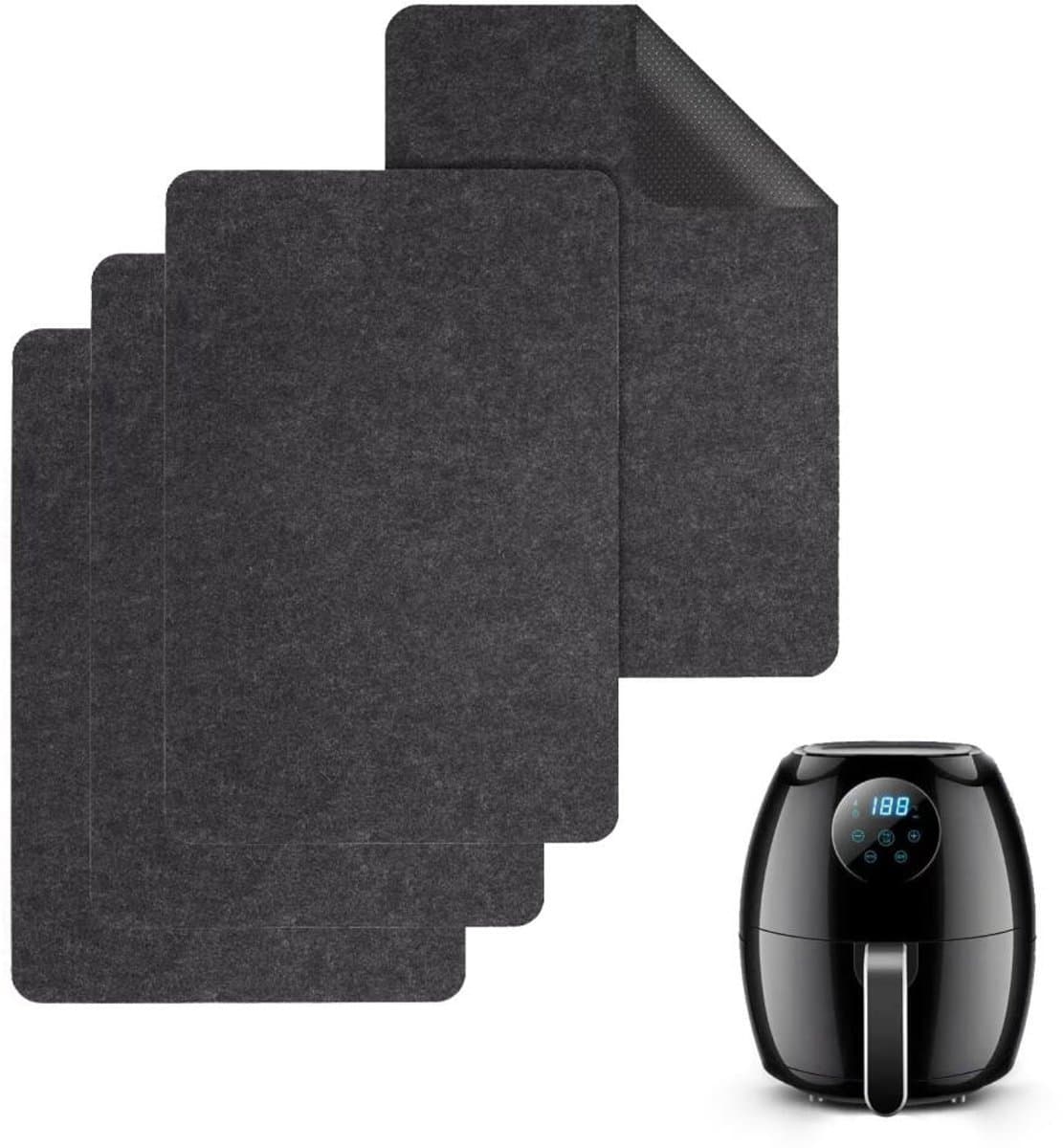 Hittebestendige mat voor Airfryer - 4 Stuks - 44x30 cm - aanrechtbladbeschermers - Vilt - koffiezetapparaatmat - Bakmat - Hittemat - Bescherming Frituurpan - Ovenbeschermingsmat - Beschermmat voor Friteuse, Airfryer, Oven & Koffiezetapparaat — afbeelding 1