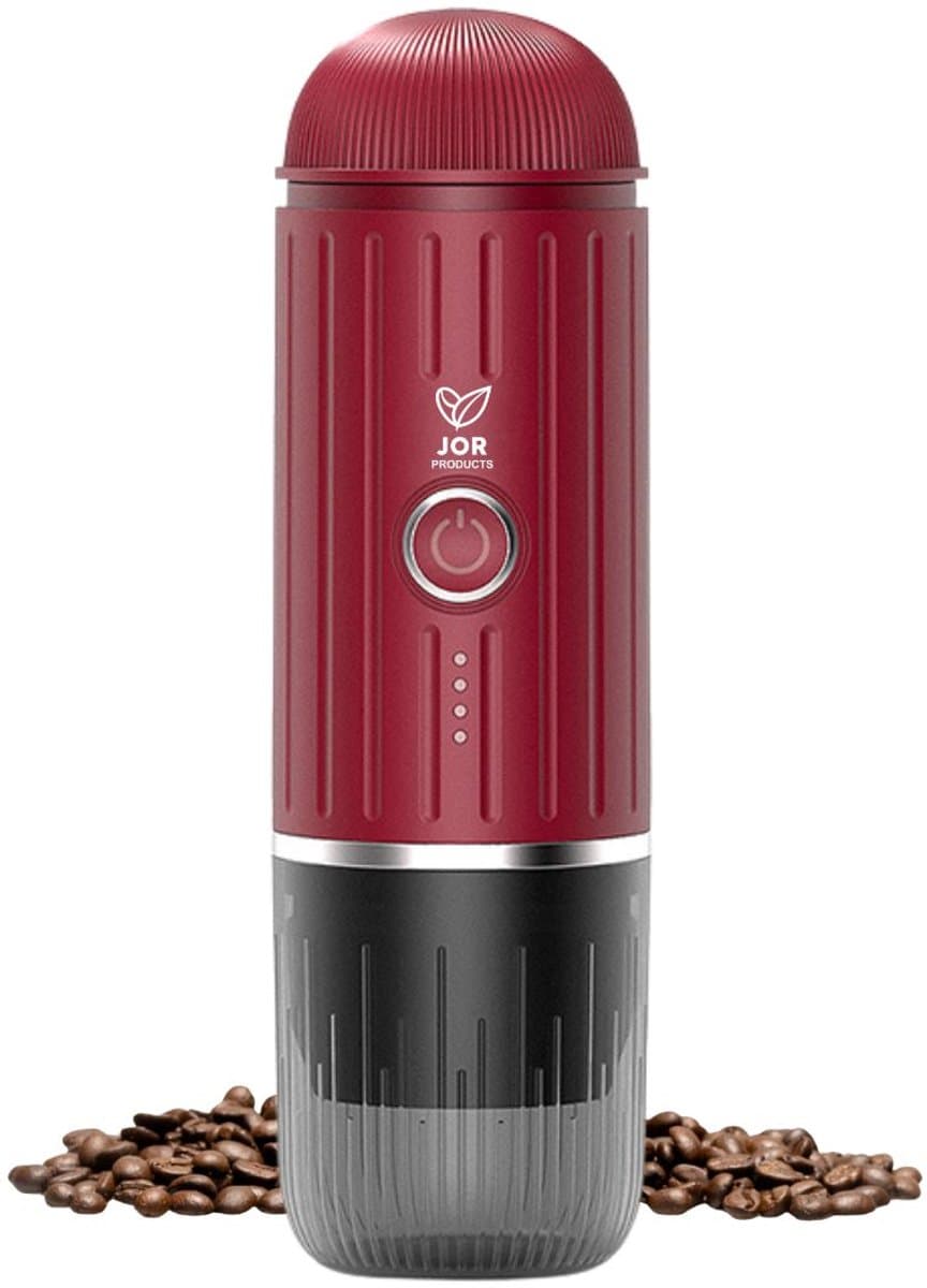 JOR Products® Draagbare Espressomachine - Koffiebonen & Nespresso - Rood — afbeelding 1