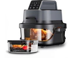 DoneMore® - Airfryer heteluchtfriteuse - multifunctioneel - glazen container Easy View - 1500W - zwart - 29x27x27 cm