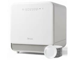 Skoov Mini Vaatwasser met waterreservoir - 5 couverts - 6 wasprogramma's - Extra stil - Kleine smalle vrijstaande afwasmachine - Camping - Wit