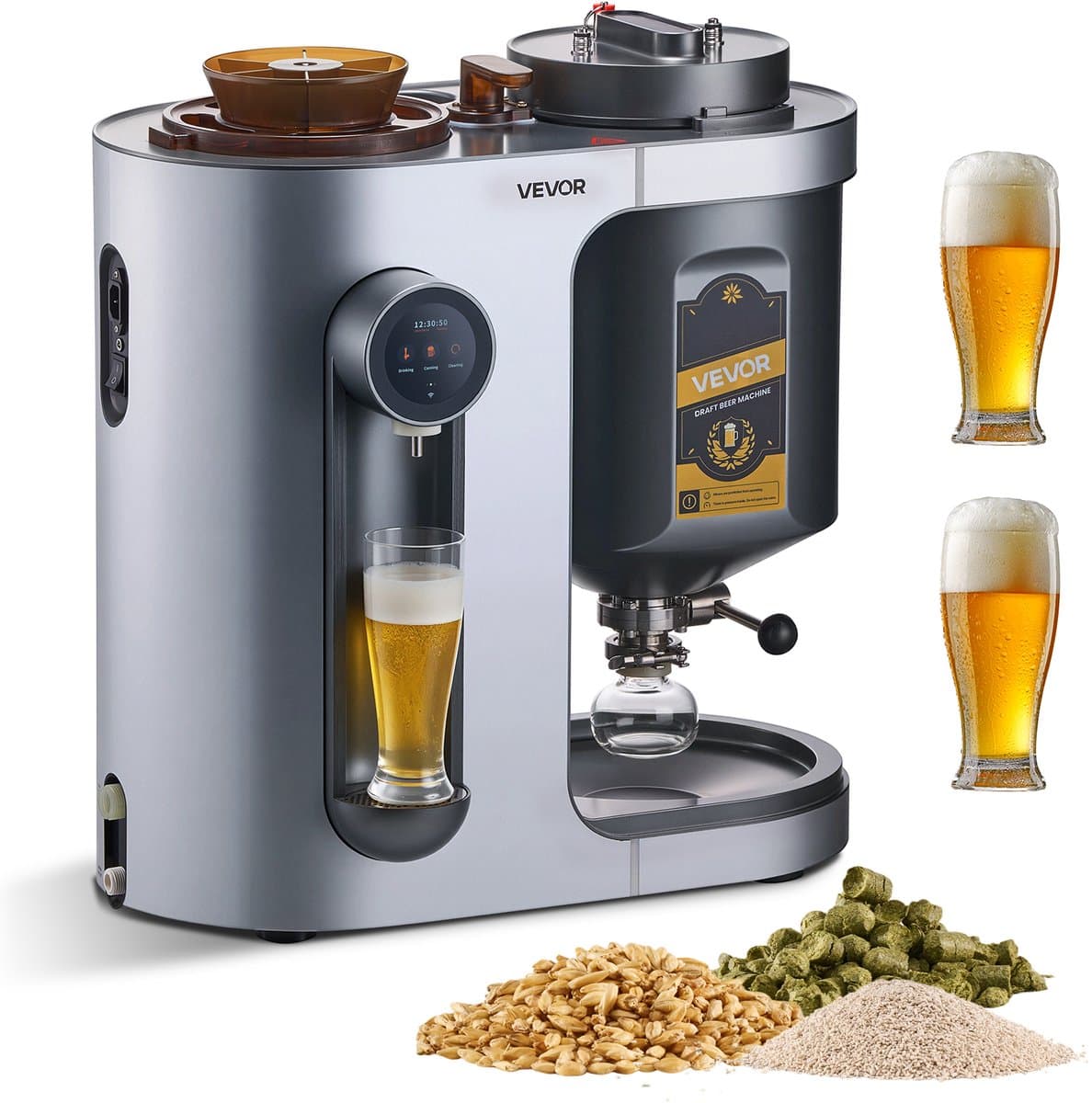 VEVOR Automatisch Bierbrouwsysteem 13 L, 1500 W Bierbrouwmachine, Alles-in-één Thuisbrouwsysteem met Maisch- en Kookinrichting, Binnentank van 304 Roestvrij Staal, Zelf Bier Brouwen — afbeelding 1
