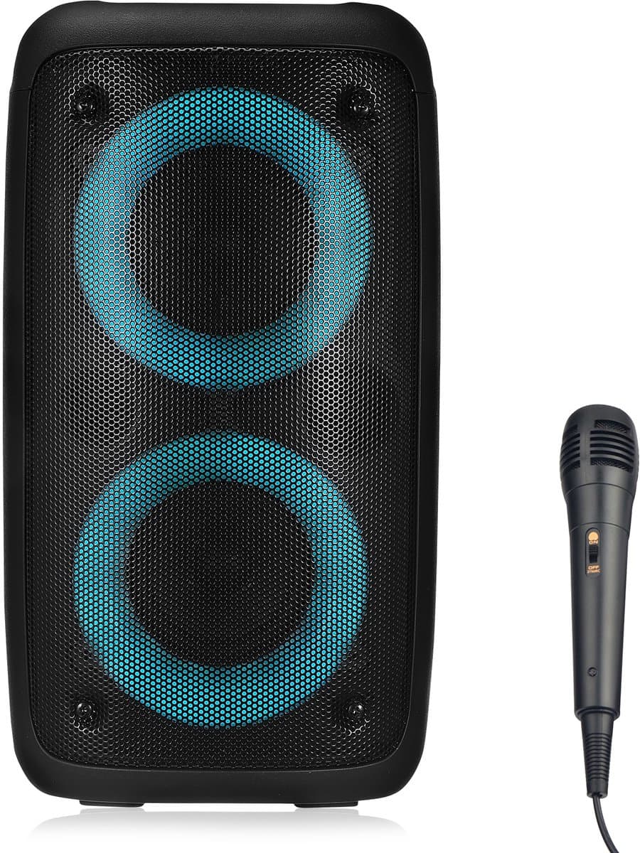 Draagbare Bluetooth Speaker – Draadloze Luidspreker met Kleurrijke LED-verlichting – Hoge Volume Output – Incl. Microfoon – Voor Buiten, Feesten & Camping – Zwart — afbeelding 1