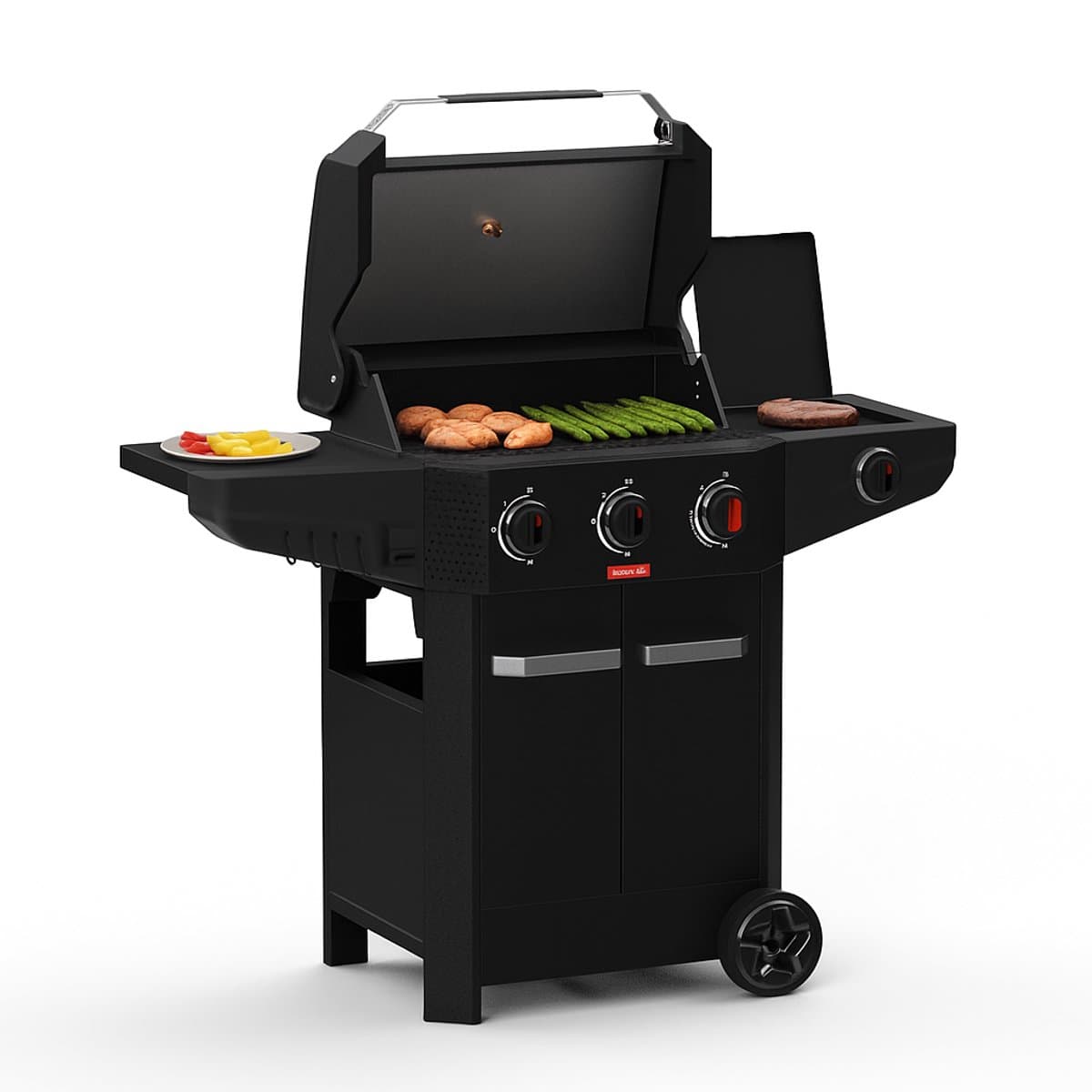 Barbecook Luca 312 gasbarbecue met kast en zijbrander zwart 133.4x60.3x112.3cm — afbeelding 1