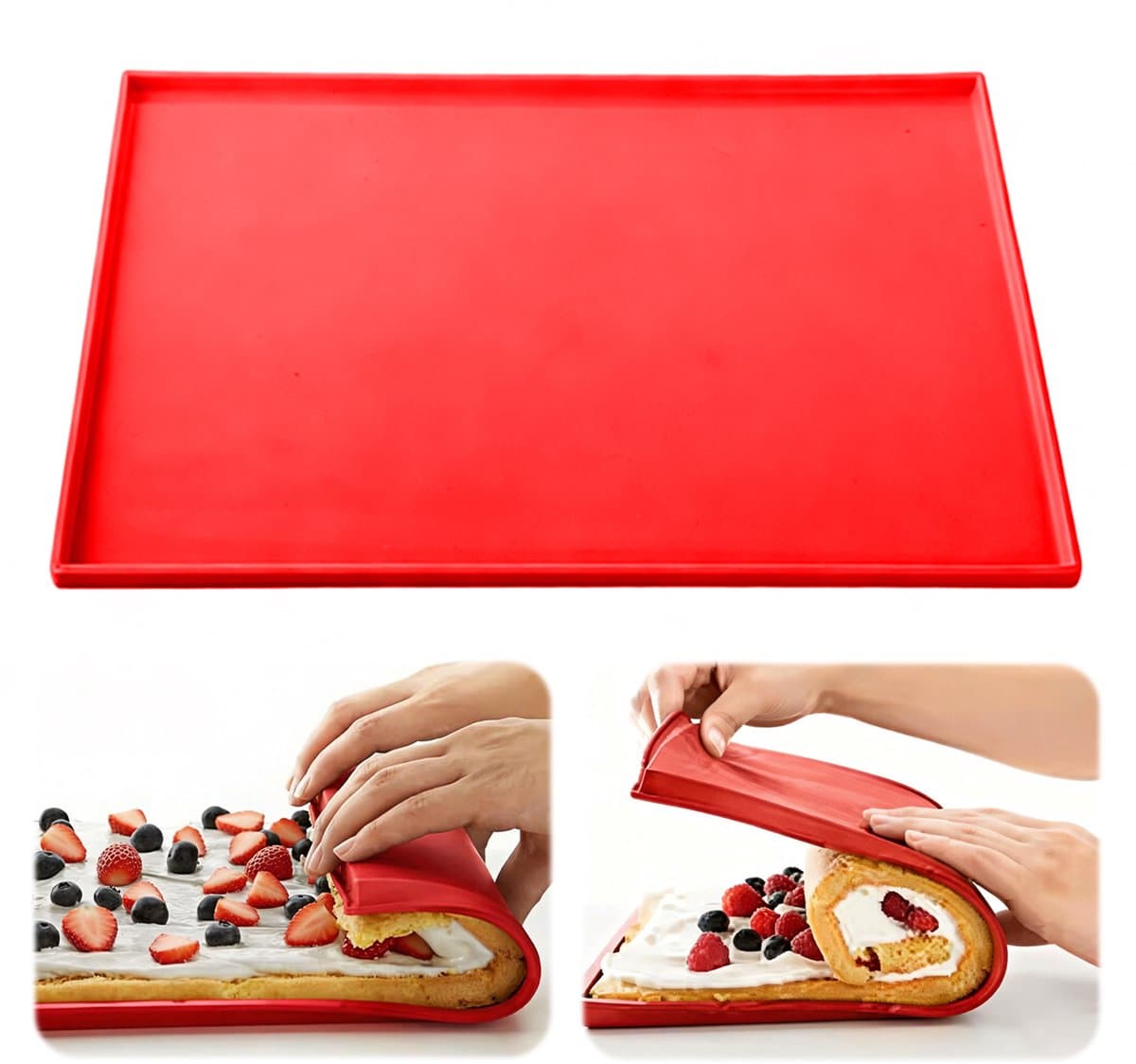 Siliconen bakmat voor cakedeeg - 30*40*0,8 cm - Bakmat voor Zwitserse rol - Deegmat - Ovenbakmat - Bakmat voor airfryer - Bakmat - Voor het uitrollen van deeg - Flexibel met opstaande randen - Kneedmat - Rechthoekige bakmat - Geschikt voor het bakken — afbeelding 1