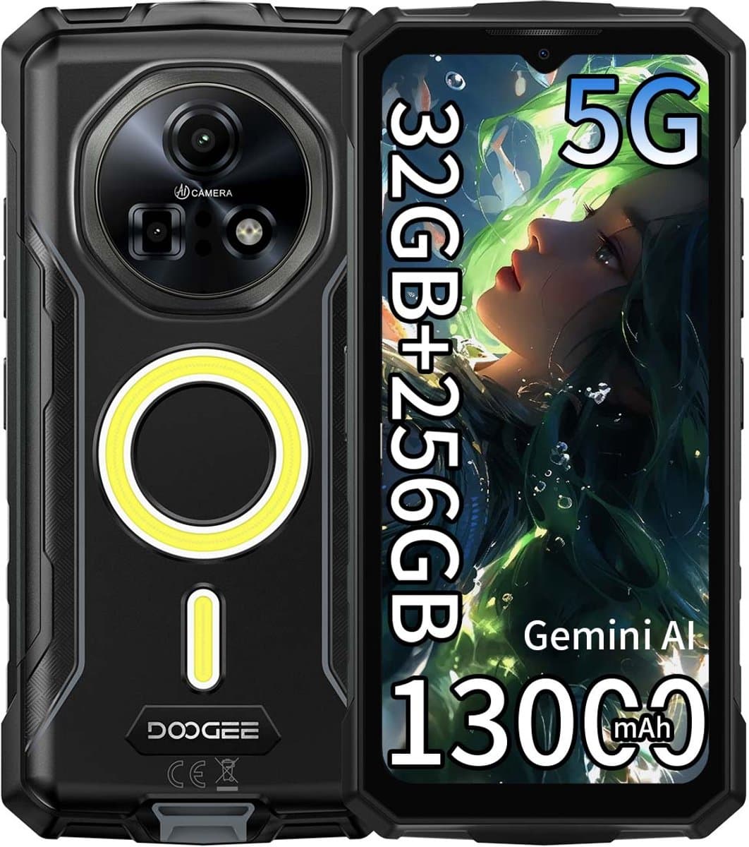 DOOGEE Fire 7 Pro Robuuste smartphone 5G - 32GB RAM - 256GB ROM - 13000mAh 33W - 6,56 inch - IP68/IP69K Outdoor Telefoons - Android 15 - Nachtzicht, Face ID, NFC, GPS, OTG - Zwart — afbeelding 1
