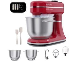 SUNCOK Keukenmixer, met twee roestvrijstalen mengkommen: 4,5 l en 5,5 l. Krachtige motor van 1500 W, geluidsniveau 59 dB. Blender, geschikt voor bakken en deeg kneden.