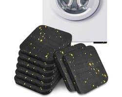 Trillingsdempers wasmachine - Trillingsdempers - Set van 8 stuks - 10x10cm - Washing Machine Mat - Vibration Damper Pads - Rubber Mat - Less Noise - Less Movement - Protect Floors - Carpets - Washing Machines - Dryers - Fitness Equipment - Zwart